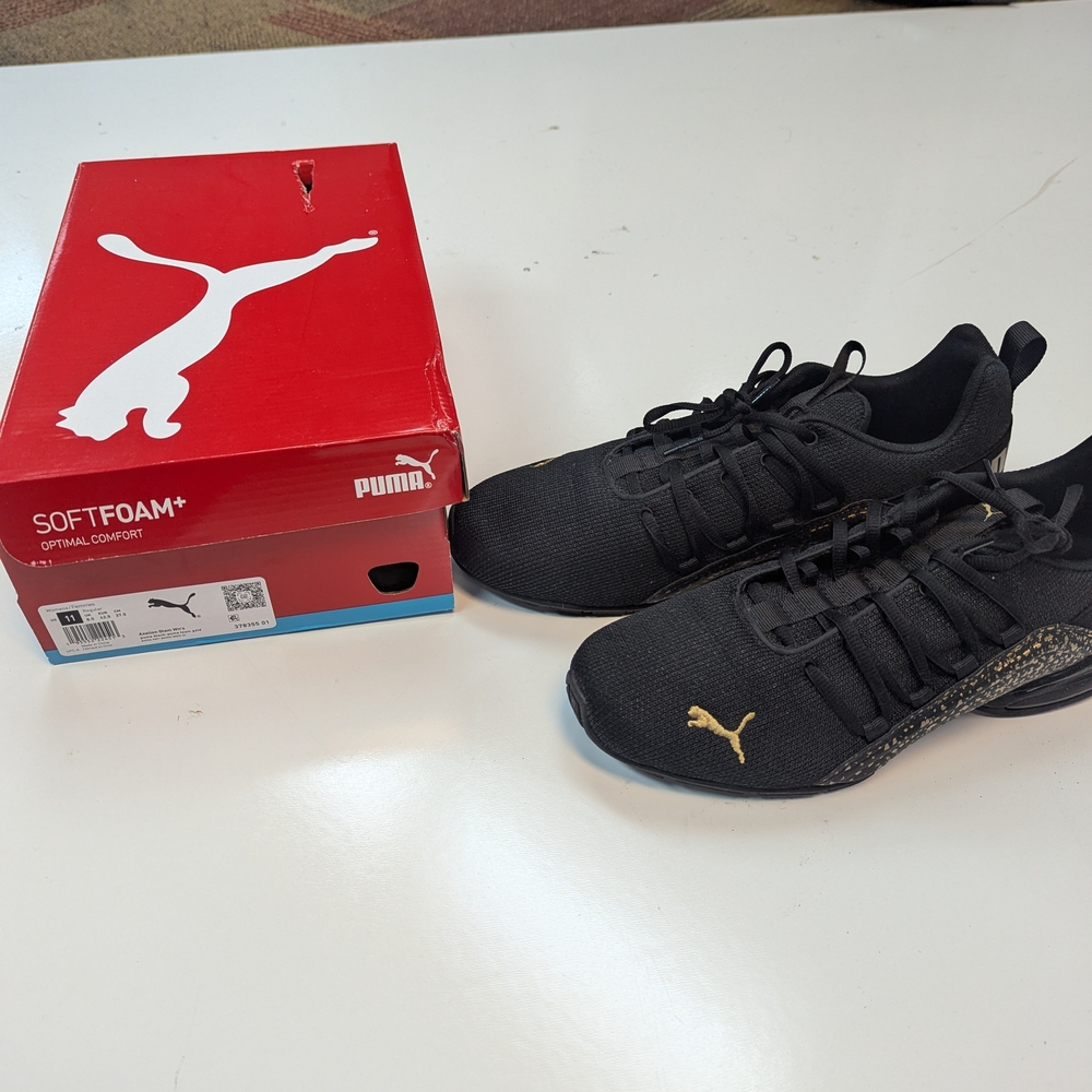 Puma Black Sneakers with Gold Details